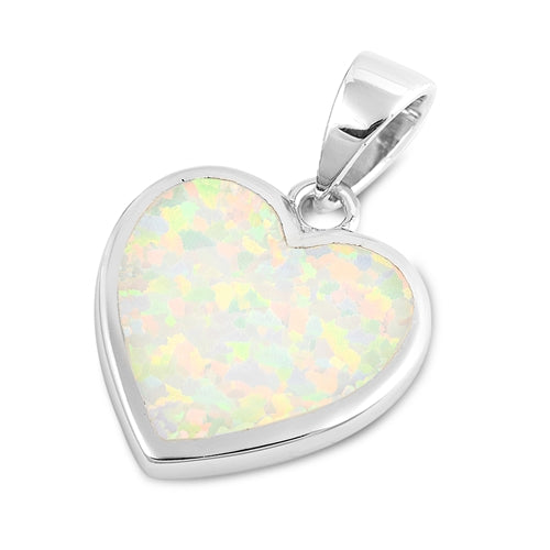 925 Sterling Silver Heart of Aloha Pendant With Created Opal Inlay