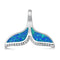 925 Sterling Silver Whale Tail Pendant With Created Opal Inlay & CZ's