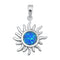 925 Sterling Silver Sun Pendant With Created Opal Inlay