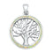 925 Sterling Silver Tree of Life Pendant With Created Opal Inlay