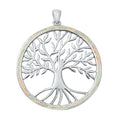 925 Sterling Silver Tree of Life Pendant With Created Opal Inlay - Extra Large