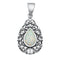 925 Sterling Silver Filigree Pendant With Created Opal Inlay