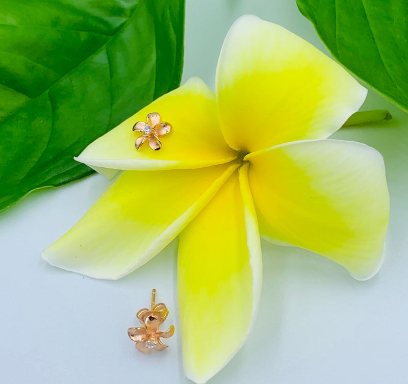 925 Sterling Silver Plumeria Stud Earrings - Hawaiian Earrings - Ladies Stud Earrings.  Gifts For Her.  Plumeria Earrings