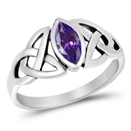 925 Sterling Silver Celtic Ring With Different Color CZ Stone