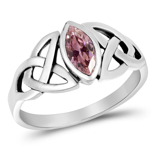 925 Sterling Silver Celtic Ring With Different Color CZ Stone