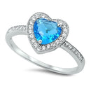 925 Sterling Silver Heart Ring With CZs and Opal