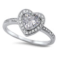 925 Sterling Silver Heart Ring With CZs and Opal