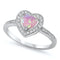 925 Sterling Silver Heart Ring With CZs and Opal