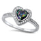 925 Sterling Silver Heart Ring With CZs and Opal