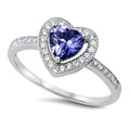 925 Sterling Silver Heart Ring With CZs and Opal