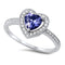 925 Sterling Silver Heart Ring With CZs and Opal
