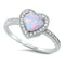 925 Sterling Silver Heart Ring With CZs and Opal