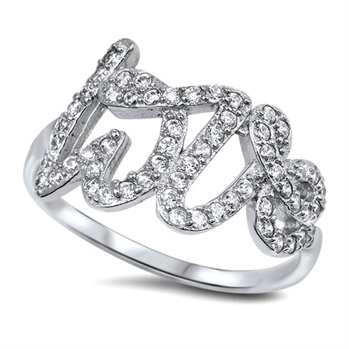925 Sterling Silver Love Ring with Jewels