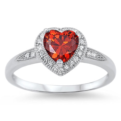 925 Sterling Silver Heart Rings - Choose Your Color Stone