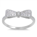 925 Sterling Silver Ribbon Ring With CZ