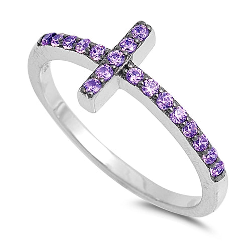 925 Sterling Silver CZ Cross Ring