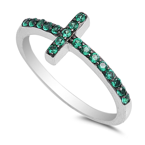 925 Sterling Silver CZ Cross Ring