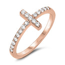 925 Sterling Silver CZ Cross Ring