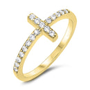 925 Sterling Silver CZ Cross Ring