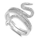 925 Sterling Silver Snake Ring With CZs