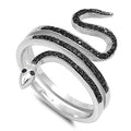 925 Sterling Silver Snake Ring With CZs