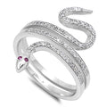 925 Sterling Silver Snake Ring With CZs