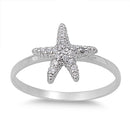 925 Sterling Silver CZ Starfish Ring