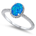 925 Sterling Silver Ring With Oval Cut Opal or CZ