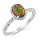 925 Sterling Silver Ring With Oval Cut Opal or CZ