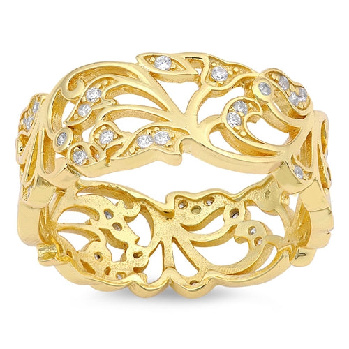 925 Sterling Silver Filigree Ring With CZs