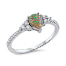 925 Sterling Silver Ring With Darker Blue Opal & CZ
