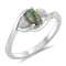 925 Sterling Silver Ring With Blue Opal & CZ