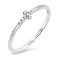 925 Sterling Silver Small Cross Ring - Tri colors