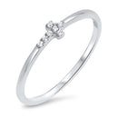 925 Sterling Silver Small Cross Ring - Tri colors