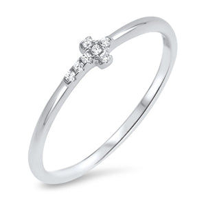 925 Sterling Silver Small Cross Ring - Tri colors