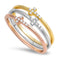 925 Sterling Silver Small Cross Ring - Tri colors