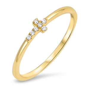 925 Sterling Silver Small Cross Ring - Tri colors