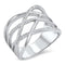 925 Sterling Silver 17mm Wide Cross Over Ring