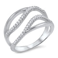925 Sterling Silver Wavy Design Ring With Clear CZ