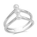 925 Sterling Silver V Ring With Triple Pearls