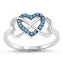 925 Sterling Silver Infinity Love Heart Rings With Clear CZ