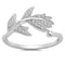 925 Sterling Silver Leaves Ring With CZs