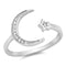 925 Sterling Silver Moon & Star Ring With Clear CZ - 9mm