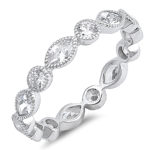 925 Sterling Silver 4mm CZ Eternity Ring - Stackable