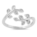 925 Sterling Silver Leaves Ring With CZ