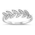 925 Sterling Silver Leaves Ring With CZ
