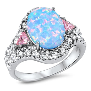 925 Sterling Silver Peace Sign Ring With Opal & CZs