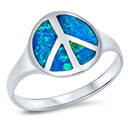 925 Sterling Silver Peace Sign Ring With Opal Inlay