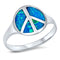 925 Sterling Silver Peace Sign Ring With Opal Inlay