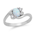925 Sterling Silver Opal Ring With CZs.